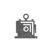 Large format camera icon in grunge texture vector illustration