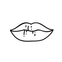 Female lip icon. Hand drawn vector illustration. Editable line stroke.