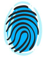 Fingerprint icon in hand drawn color vector illustration