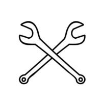 Woodworking table saw arbor wrenches. Hand drawn vector illustration. Editable line stroke