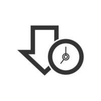 Download queue icon in thick outline style. Black and white monochrome vector illustration.