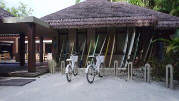 Bicycles are parked in the bicycle parking lot video