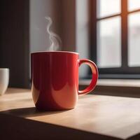 AI generated red coffee and tea mug photo