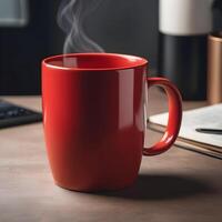 AI generated red coffee and tea mug photo