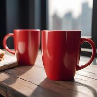 AI generated red coffee and tea mug photo