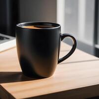 AI generated black coffee mug photo