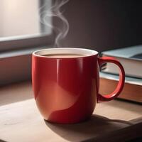 AI generated red coffee and tea mug photo