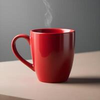 AI generated red coffee mug photo