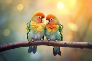 AI generated A Pair of Birds in Nature's Cuddle. photo