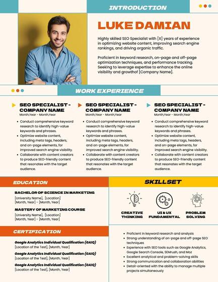 SEO Specialist Creative Playful Resume Design