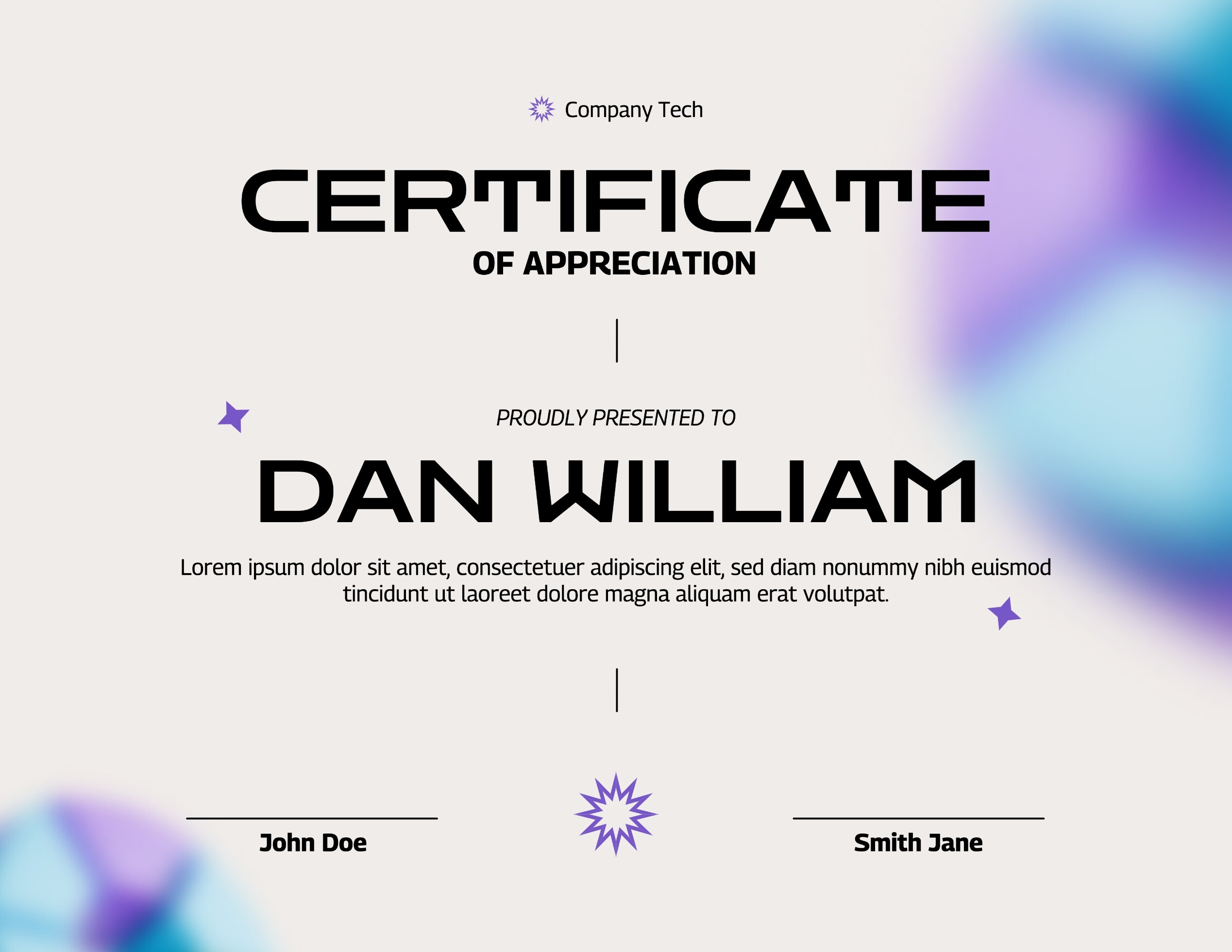 Blue Minimalist Certificate of Technology Company