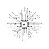 Artificial intelligence circuit line style. Machine learning design. Smart network digital technology. AI. Vector illustration