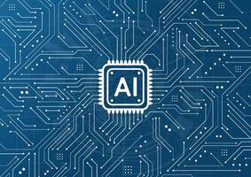 Artificial intelligence chipset on circuit board in futuristic concept technology artwork for web, banner, card, cover. Vector illustration