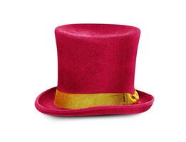 Red top hat with gold band, isolated against white background photo
