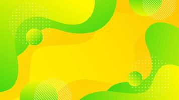 Orange-yellow gradient background design with gradient green liquid wave shapes. Bright abstract wallpaper. Suitable for banners, templates, sales, events, ads, pages, web, and others vector