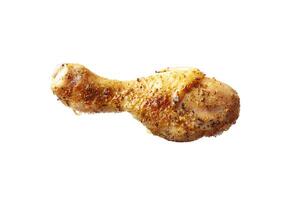Baked chicken leg isolated on white background photo