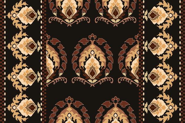 Ikat tribal Indian seamless pattern. Ethnic Aztec fabric carpet mandala ornament native boho chevron textile.Geometric African American oriental traditional vector illustrations. Embroidery style.