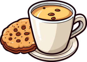 AI generated Coffee and cookie clipart design illustration png