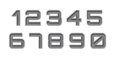 A set of numbers 1234567890, silver metal perforated photo