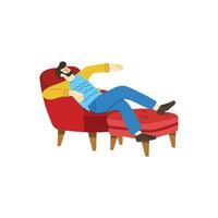 illustration of a man tried and relaxing on couch vector