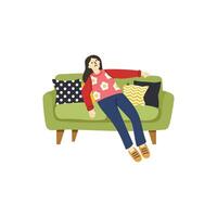 illustration of people tried and relaxing on couch vector