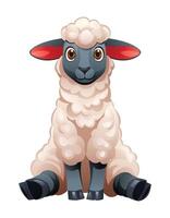 Cartoon sheep sitting. Vector illustration isolated on white background