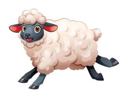 Cartoon sheep running. Vector illustration isolated on white background