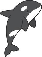 Killer whale icon in flat color style. Mammal killer whale vector