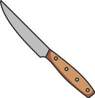 steak knife isolated on white background. Vector illustration in cartoon style.