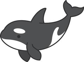 Killer whale icon in flat color style. Killer whale marine mammal vector