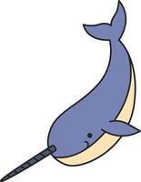 Funny narwhal. Vector illustration of a cartoon narwhal.