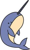 Cute narwhal icon. Cartoon narwhal vector icon