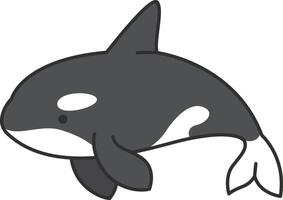 Killer whale icon in flat color style. Cute cartoon killer whale vector