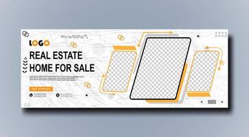 Real estate home sale banner template design vector