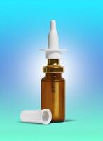 Nasal spray container isolated on blue gradient background photo