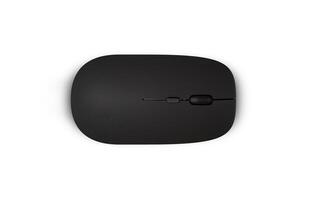 Wireless black mouse. Isolated on white background with clipping path photo