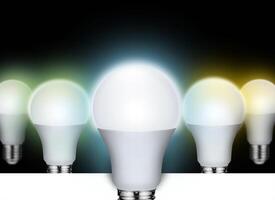 Common color temperatures of fluorescent CFL or LED bulbs photo