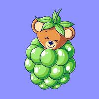 Cute bear blends with grapes vector