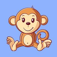 Cute monkey design sitting, cartoon vector