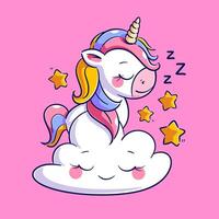 A cute unicorn is in the cloud vector