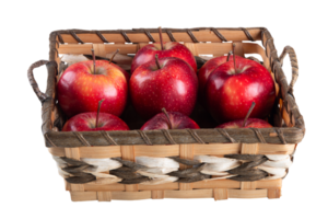 Basket with red apples with transparent background png