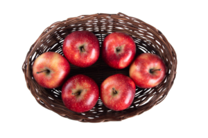 panier avec rouge pommes avec transparent Contexte png