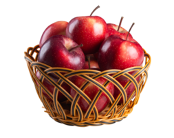 Basket with red apples with transparent background png