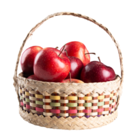 Basket with red apples with transparent background png