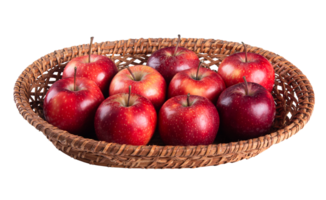 Basket with red apples with transparent background png