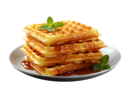 AI generated A plate of waffle png file