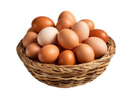 AI generated A basket of eggs png file