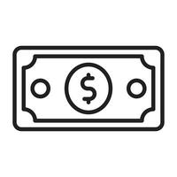 Dollar banknote money cash line icon. vector