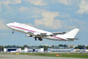 Warsaw Poland. May 28, 2018. A passenger plane takes off from the runway of Chopin Airport in Warsaw. photo