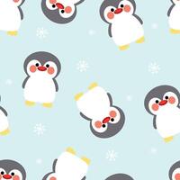 Seamless pattern with cute cartoon penguins for fabric print, textile, gift wrapping paper. children's colorful vector, flat style vector